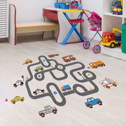 Cartoon Traffic Road Cars Game Wall Stickers Floor Stickers for Kids Room Bedroom Nursery Room Game Room Wall Decals Wallpaper