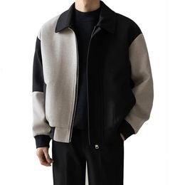 Men's Down Parkas Men Splice Design Korean Streetwear Fashion Loose Casual Vintage Small Short Coat Spring Autumn Jacket Male Overcoat Outerwear 231214