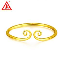 24K Gold Filled Bangles Luxury Fine Jewellery For Women Men Size Adjustable Spell Promotion Copper Band Real Bracelets9317431