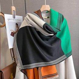 Scarves 2023 Fashion Plaid Warm Winter Cashmere Scarf For Women Double Sided Pashmina Shawl Blanket Wraps