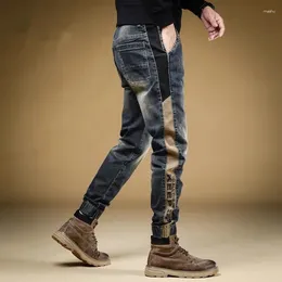 Men's Jeans Trousers With Print Stretch Male Cowboy Pants Elastic Cargo For Men 2023 Korean Autumn Aesthetic Regular Winter Trend Y2k