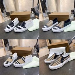 designer sneakers men women Cheque sneakers cotton flat shoes casual shoes nylon trainers with box 499