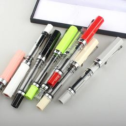 Fountain Pens 9pcs Lanbitou Transparent Pen FEF Hooded Nib Piston Filler Ink for Student Stationery School Supplies 231213