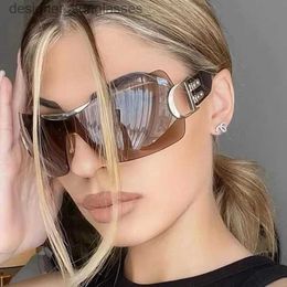 Sunglasses Y2K Sports Sunglasses Women 2023 New Fashion Brand Rimless Sun Glasses Men Square Shades Frameless Goggles UV400L231214