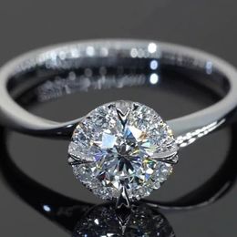 Wedding Rings Custom S92510K14K18K GoldPT950 Heart Prongs Design Engagement Fine Jewellery 231212