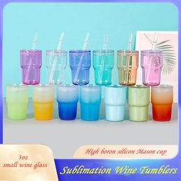 Drinkware Tumblers thermal sublimation coating Glass Cups frosted high borosilicate Mason cup 3oz small wine cup heat transfer printing water cups LT716