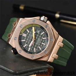 AP 2024 Mens Watch High Quality Quartz Watches Oak Hexagon Bezel Man Ladies Brand Wristwatch Fashion Rubber Strap Sports Wristwatches 9009 Modern Watches