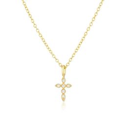 Heißer Verkauf Halskette in Europa und Amerika INS-Stil S925 klassische Diamant-Intarsien-Zirkon-Kreuz-Schlüsselbein-Halskette Halskette