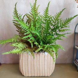 Decorative Flowers Artificial Fern Branch Plastic Green Plants Fake Leaves Outdoor Home Garden Patio Front Porch Yard Decoration 65cm