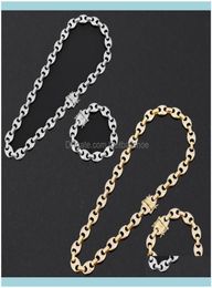 Chains Pendants Jewelryalloy Rhinestone Hip Hop Necklace Iced Out Cz Coffee Bean Pig Nose Charm Link Punk Choker Chain Bling Jew7923653