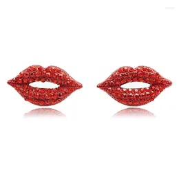 Stud Earrings High Quality Fashion Red Rhinestone Mouth For Women Earring Mother's Day Gift