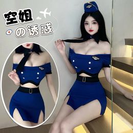 Sexy Set Cosplay Stewardess Uniform Sexy Porn Woman Costume Adult Female Lingerie Sex Suit Desire Girl woman Role Play 231214
