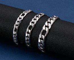 5pcs in bulk stianless steel Embossed figaro Chain NK Chain bracelet bangle 7mm8mm9mm 8 inch Jewellery for mens fashion gifts5173342