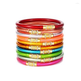 Charm Bracelets Fashion PVC Silicone Tube Bangles For Women Girls Y2K Crystal Stars Metal Buckle Bracelet Jewelry