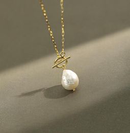 Peri039sbox Baroque Natural Freshwater Pearl Necklaces Toggle Clasp Chain Necklaces for Women French 925 Sterling Silver Neckla7839332