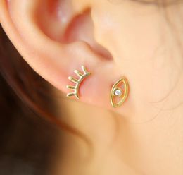 evil eye eyelash stud earring 925 sterling silver simple minimal vermeil women gift double piercing lucky girl stud earrings9649324