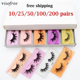 False Eyelashes Mink Wholesale 10200pcs Visofree 3D Lashes Natural Pack Makeup Bulk 231213