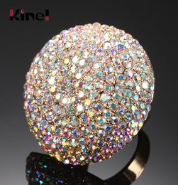 Fashion Colourful Crystal Women Big Rings Gold Colour Wedding Ring Statement Jewellery Crystal Gift New8181253
