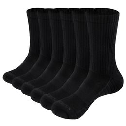 Sports Socks YUEDGE Men Comfortabl Breathable Cotton Cushion Black Crew Athletic Training Trekking Hiking 6 Pairs 37 EU 231213