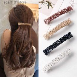 Headwear Hair Accessories Sweet Colour Crystal Spring Hair Clips Pins Handmade Beads Hair Barrettes For Women Girl Fashion Simple Hair Accessories HeadwearL231214