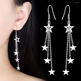 Dangle Earrings Fanqieliu Silver Colour S925 Stamp 3 Star Chain Long Drop For Woman Luxury Jewellery Girl Gift Trendy FQL21038