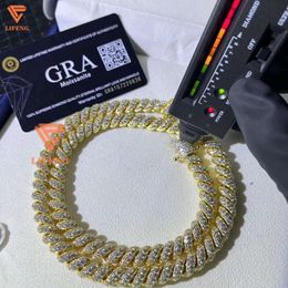 Lifeng Schmuckpass Diamanttester 9mm D VVS Moissanit Seilkette ICED 925 Sterling Silber Männer Hip Hop Halskette
