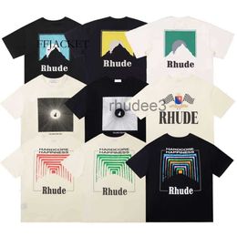 Rh Designers Mens Rhude Embroidery t Shirts for Summer Tops Letter Polos Shirt Womens Tshirts Clothing Short Sleeved Large Plus 0ZPU
