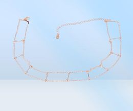 100 925 sterling silver short chain chocker double chain link bar 18k gold plated elegant choker necklace2262742