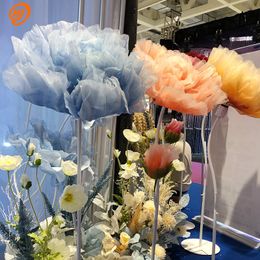 Wedding Road Lead Artificial Flower Luxury Silk Automatic Opening Closing Mechanical Floral for Stage Background Props Decor