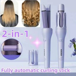 Curling Irons Automatic Hair Curler Straightener 2 in 1 Negative Ion Electric Ceramic Fast Heating Rotating Magic Curler 231213