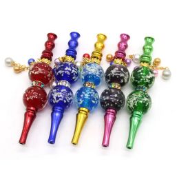 Porta di metallo Hookah bocchetto per perle di bagliore fumante cono in bocche di carta per la bocca per la bocca per shisha narghile con pendente drip punte ll