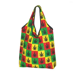 Shopping Bags Leafs In Square Grocery Durable Large Reusable Recycle Foldable Heavy Duty Leaf Eco Bag Washable Lightweight