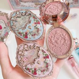 Blush Flower Knows Strawberry Rococo Embossed Blush Palette Nude Natural Bronzer Delicate Matte Pigment Brighten Face Makeup Blush 231214