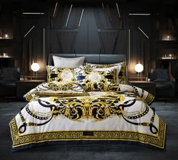 Luxury king size designer bedding sets gold black palace pattern printed top cotton queen size duvet cover fashion pillowcases comforter set covers