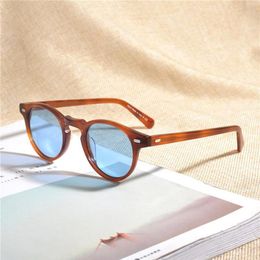 Sunglasses Gregory Peck Vintage Polarized Sun Glasses OV5186 Clear Frame Brand Designer Men Women OV 5186 Gafas Oculos With CaseSu342o