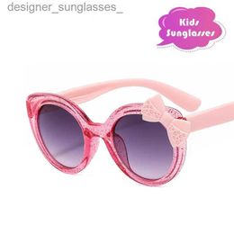 Sunglasses 2024 ly Cat Eye Children Sunglasses Personality Bowknot Sun Glasses Kids Cute Baby Eyewear Trend Girls Boy EyeglassesL231214