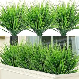 Decorative Flowers Artificial Plants Simulation Lifelike 5pcs 7-Fork Plastic Spring Grass Flower Arrangement Green Home Garden Decor