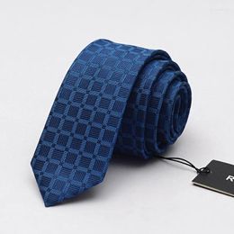 Bow Ties Neck Tie Microfiber Skinny Slim 5 Cm Wedding Party Blue Plaid Business Men Gravata Neckwear For Mens Gift Box