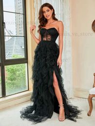 Urban Sexy Dresses 2022 New arrival fashion round neck sexy net yarn slim fit elegant gown long sleeved temperament lace ladies party evening dress T231214