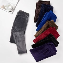 Women's Leggings Warm Pants Knit Autumn Winter Fashion Plus Thick Velvet Double Sided Cashmere High Waist Thermal 231214