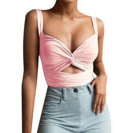 Women's Tanks Pink Crop Tops Sexy Womens Sleeveless Vest Y2k Ladies Blusas Ripped V Neack Tank Summer Shirts Techwear Bustier