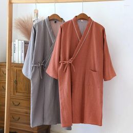 Women's Sleepwear Autumn Half Sleeve Large Size Pyjamas Kimono Robes For Men And Women Roomwear Bathrobes Medium Length Home Bathrobe