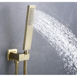 Bathroom Shower Heads brushed gold Brass Bath Hand Held Shower Head Adjust Holder 1.5m gold Shower Hose TH878 231213