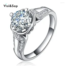 With Side Stones Eleple Vintage Rings For Women Fashion Jewellery Lady Cubic Zirconia Engagement Wedding Ring White Gold Colour VSR052