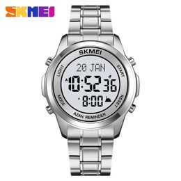 Wristwatches SKMEI Fashion Watch For Men Muslim Prayer Men's Wristwatches Adhan Qibla Islam Al-Harameen Fajr Time Digital Women Clock 231213