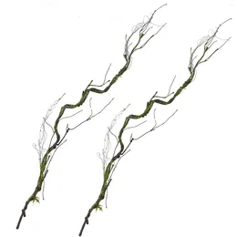 Decorative Flowers 2pcs Artificial Trees Branches Fake Natural Limb Wood Twigs Bendable Vines Trunk Plants With Moss For Wall Hanging