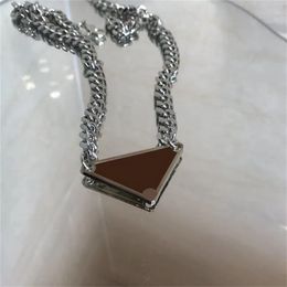 love Designer silver trendy color mens punk necklace women triangle letters men cool street womens pendants necklaces ladies chains luxury jewlery AO38