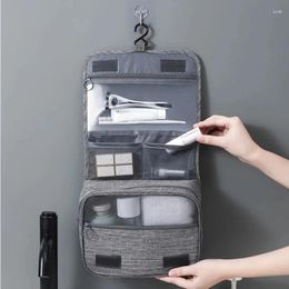 Storage Bags Waterproof Foldable Cosmetic Bag Women Travel Makeup Toiletries Wash Organiser Hanging Dry Wet Separation