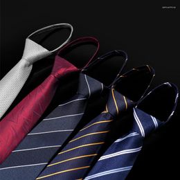 Bow Ties Brand Striped Blue Business Office 8 CM Wide Zipper Tie For Men Wedding Party Dress Suit Necktie Male Gift With Box