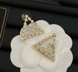 Quality Retro Triangle Pearl Alphabet Letter Earrings European and American Fashion All-Match Stud Earrings for Women